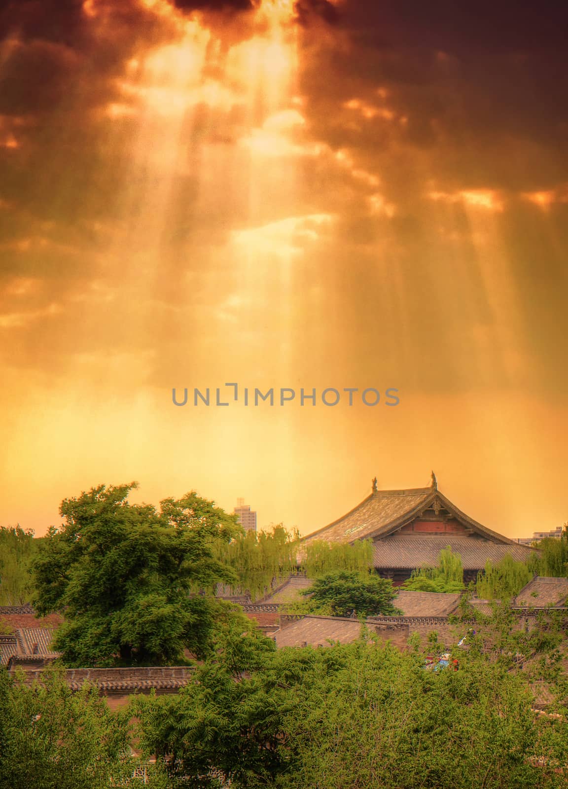 View over the magnidicent old Pingyao in Shanxi