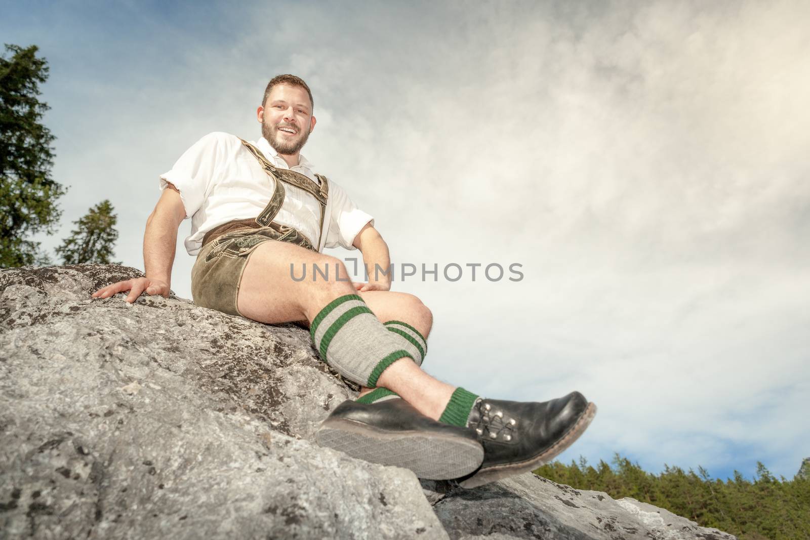 A traditional bavarian man in the nature