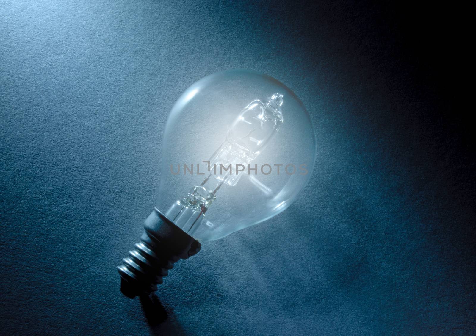 Single illuminated electric light bulb