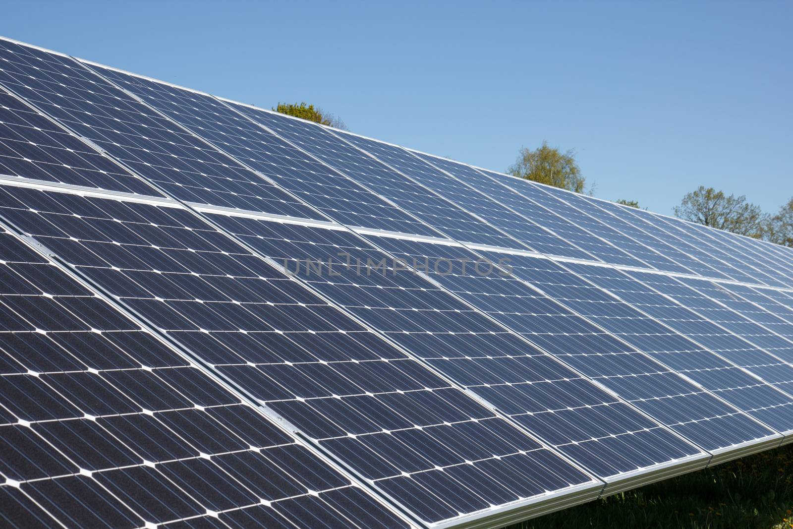 A set of dark blue solar panels 