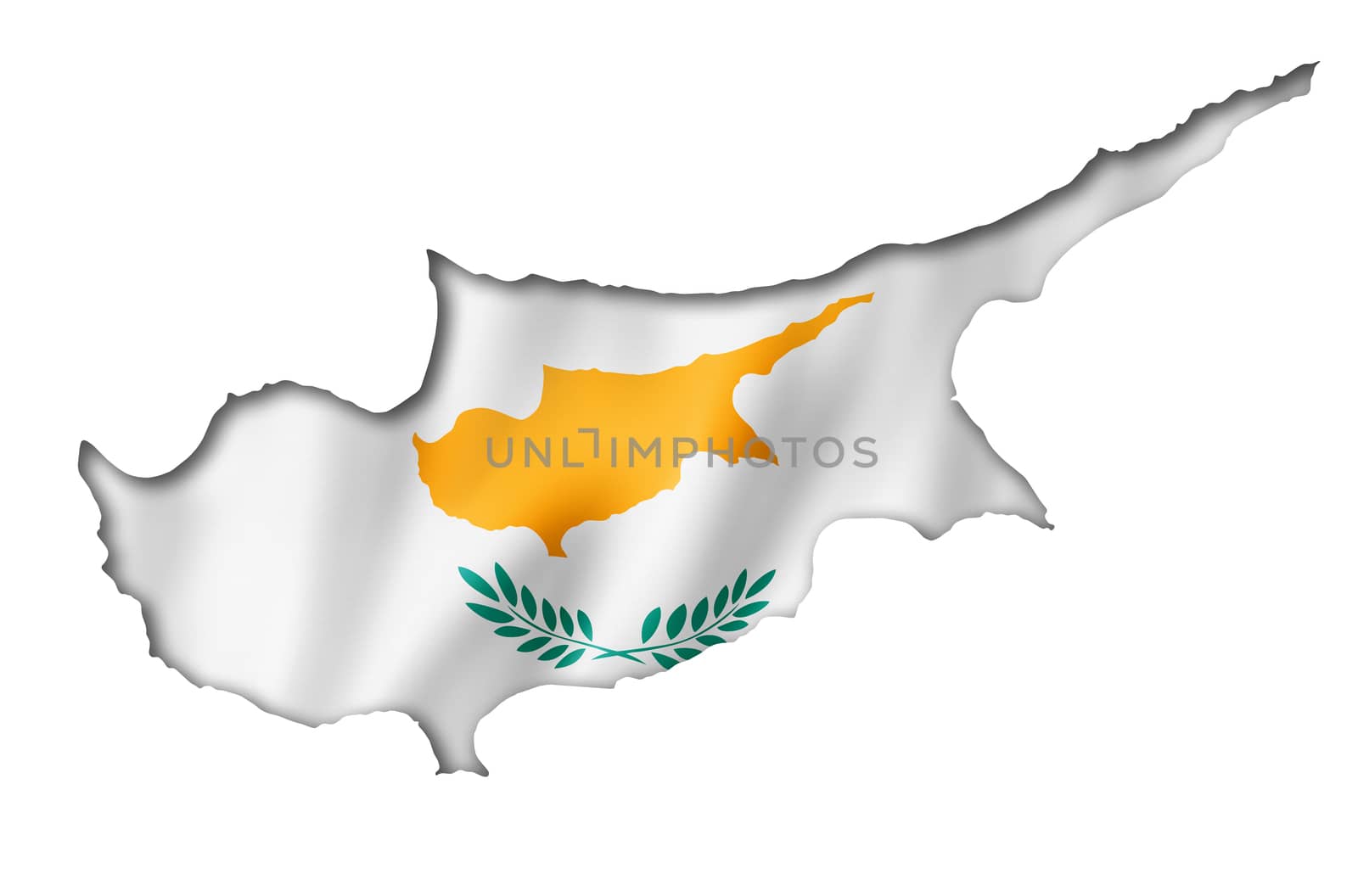 Cyprus flag map, three dimensional render, isolated on white