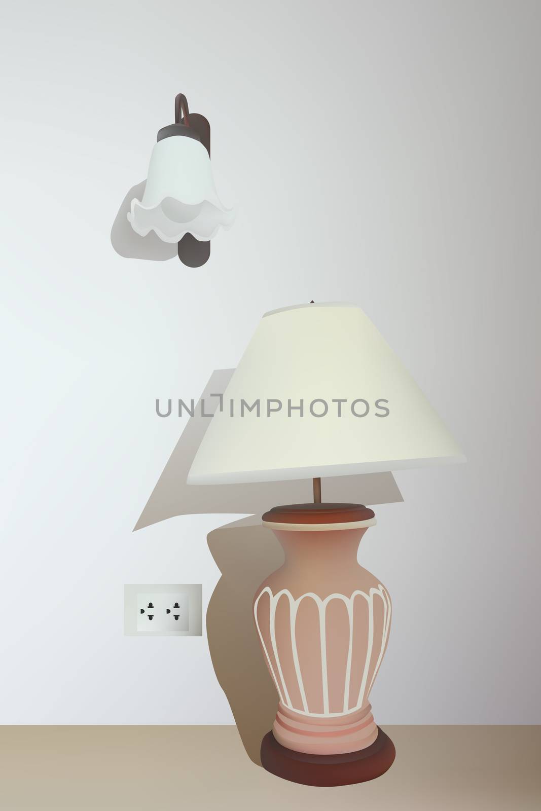Vector and illustration of desk lamp and wall lamp
