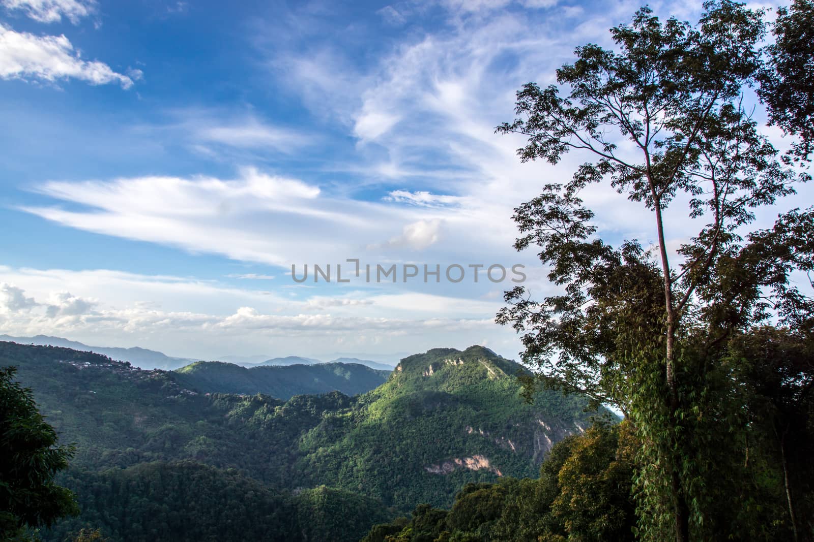 nature scene from high hill of asia,Chiangrai,Thailand