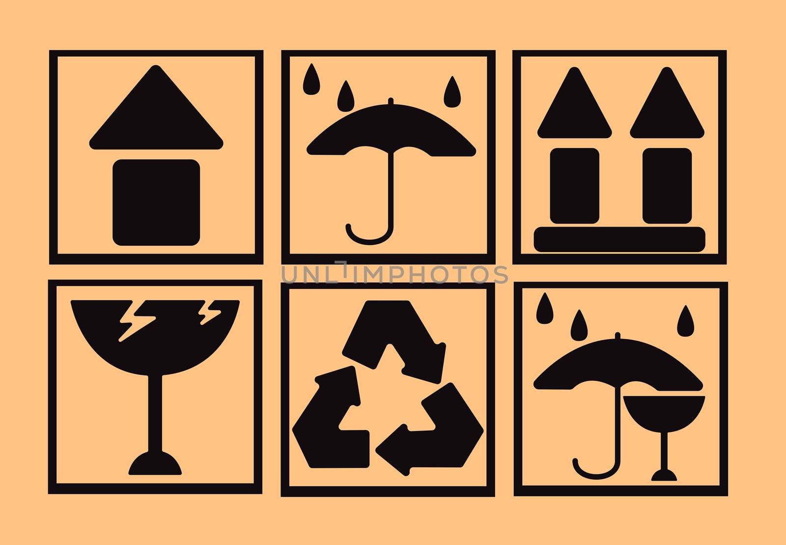 Fragile symbol on cardboard background