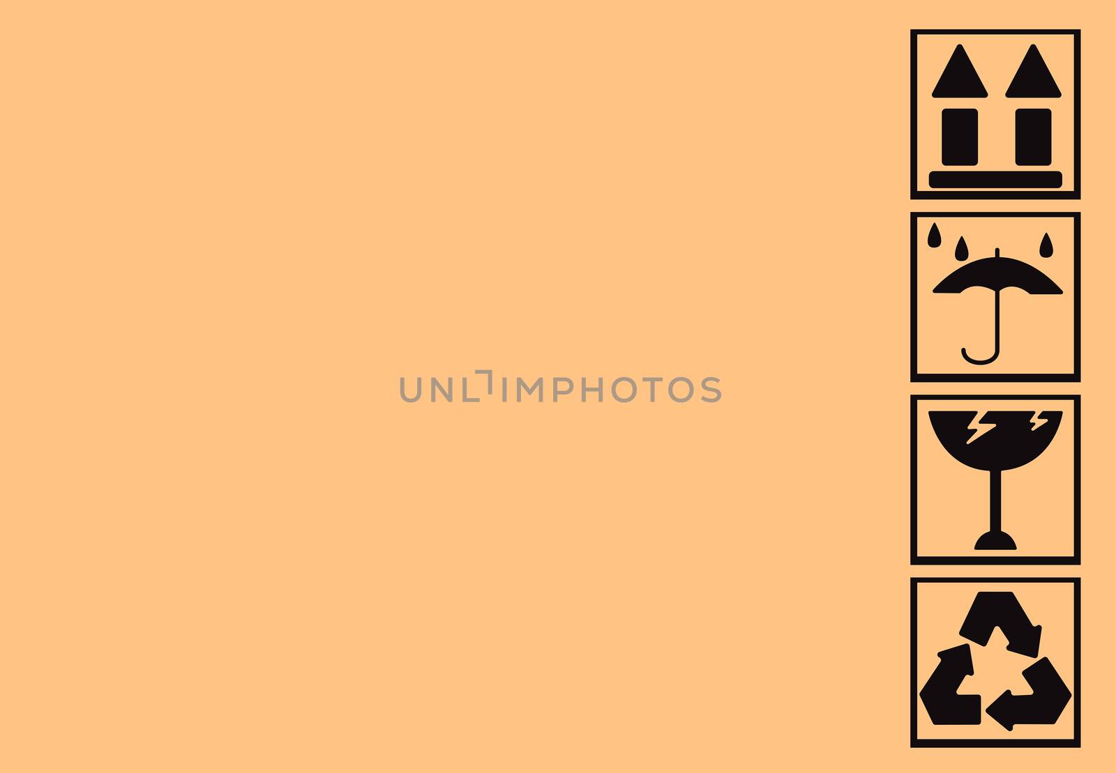 Fragile symbol on cardboard background