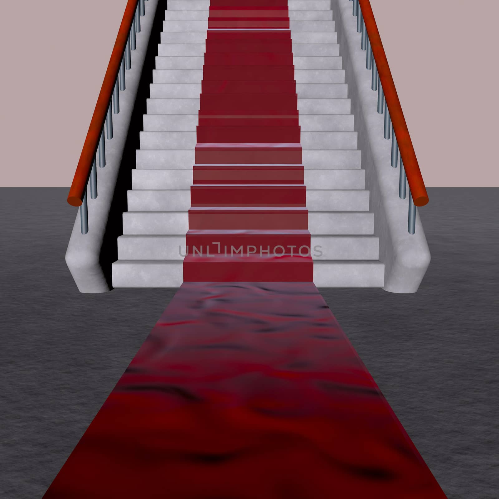 A ladder with red carpet, 3d render