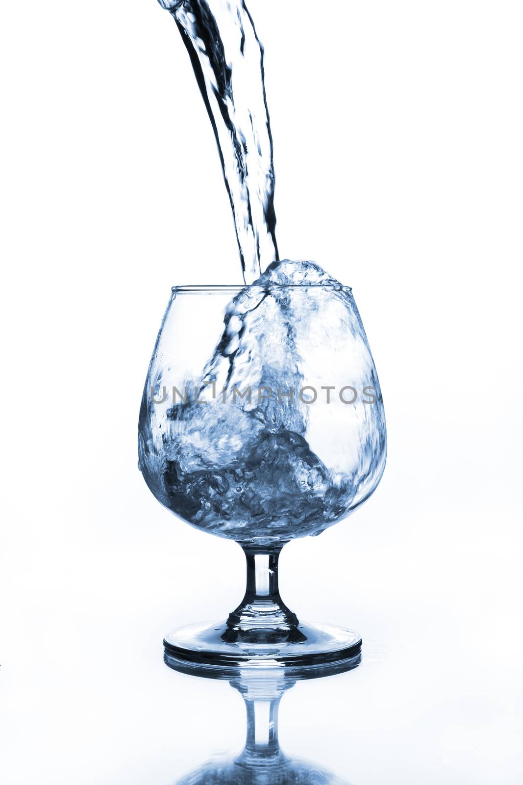 wine glass with water pouring