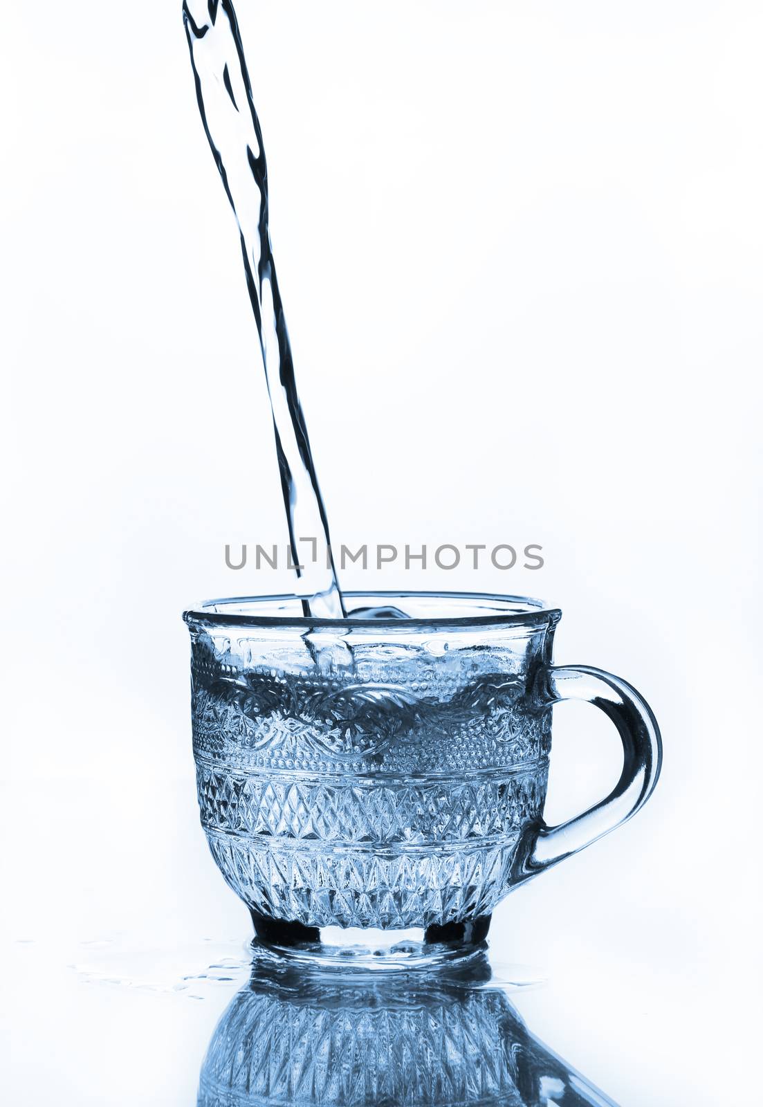 cup glass with water pouring 