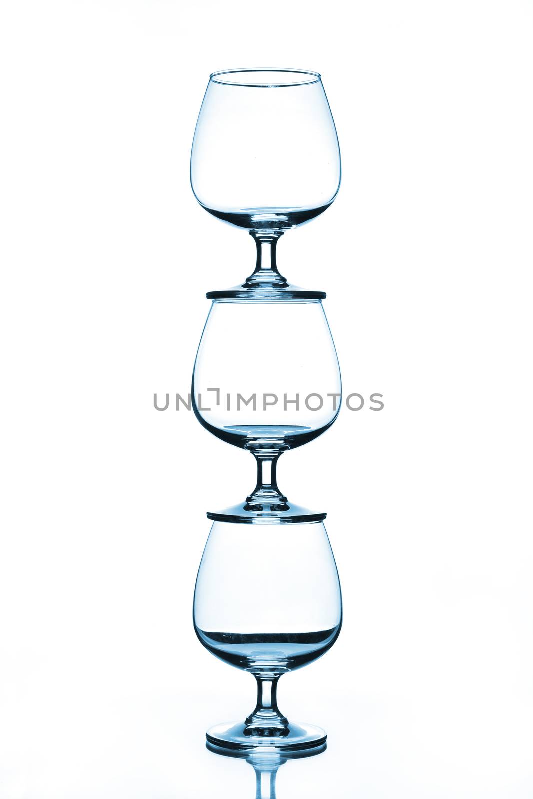 stack of empty wine glass with shadow