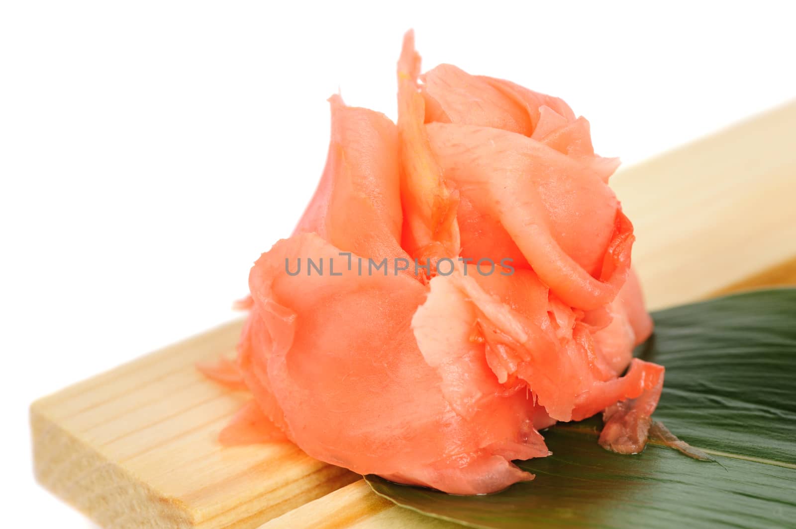 Pickled ginger isolated on white
