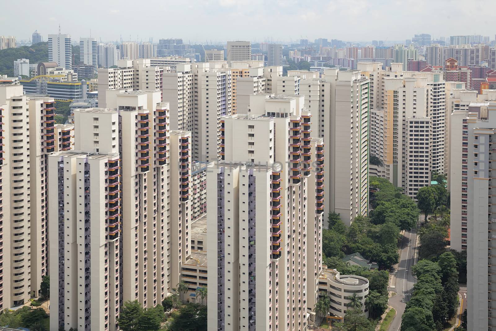 Singapore Typical Apartment Condominium Housing in Planned Neighborhood Community