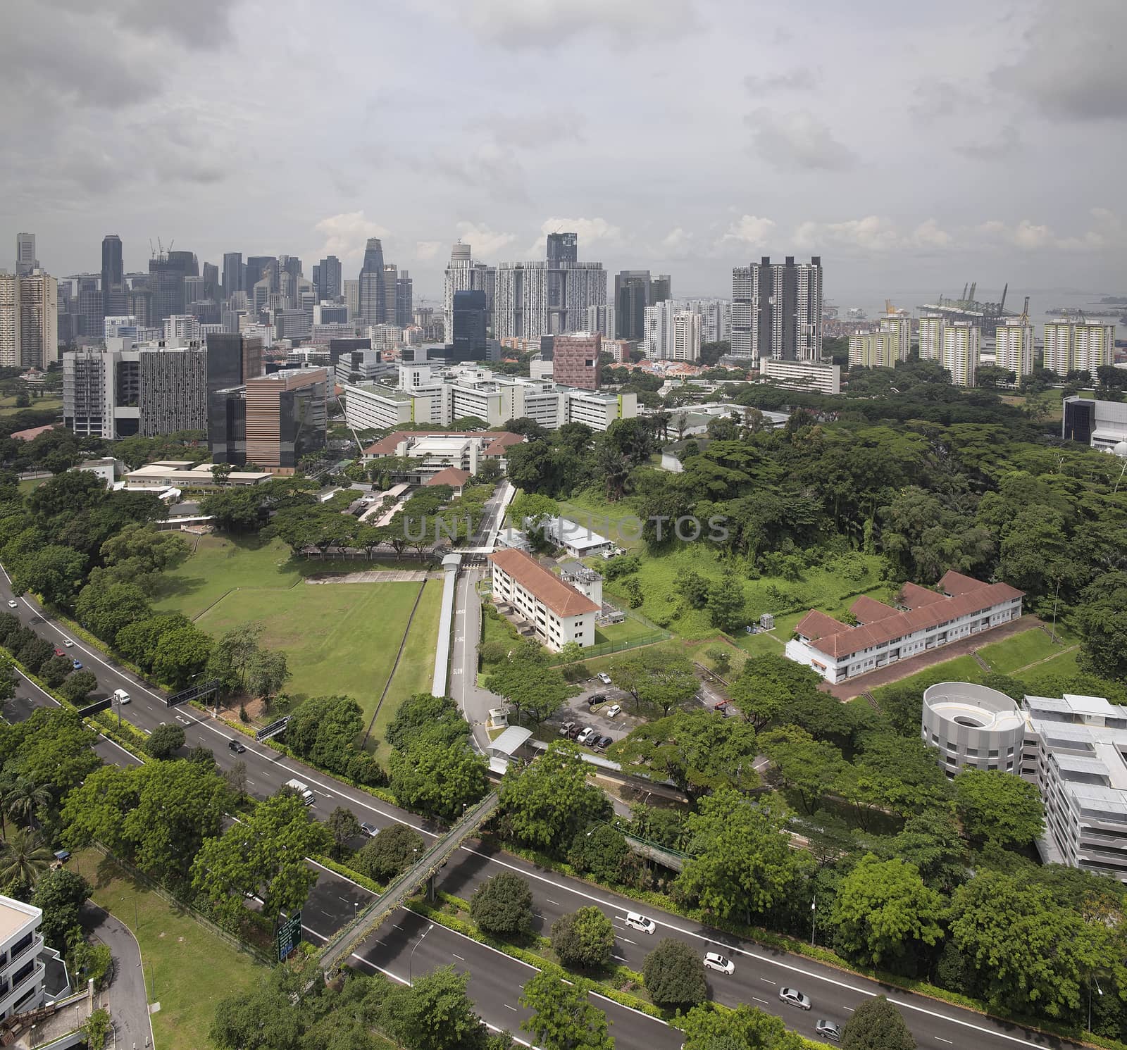 Singapore Central Business District CBD City Skyline Aerial View