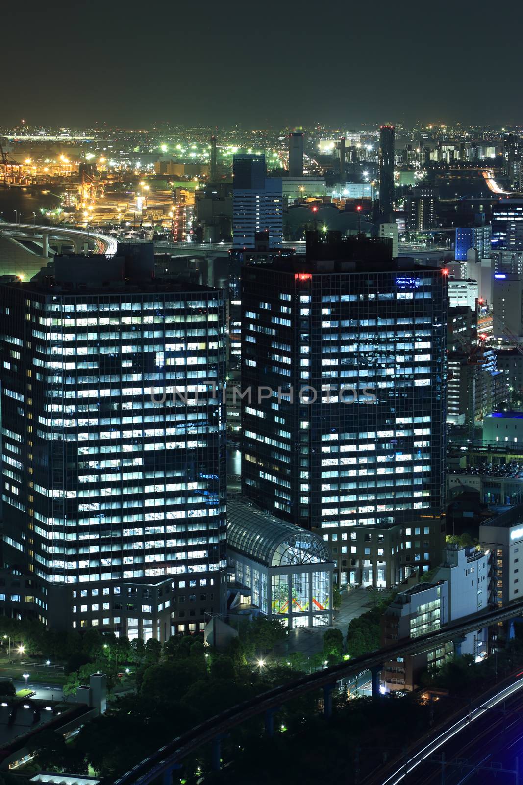 Tokyo cityscape at night of Japan