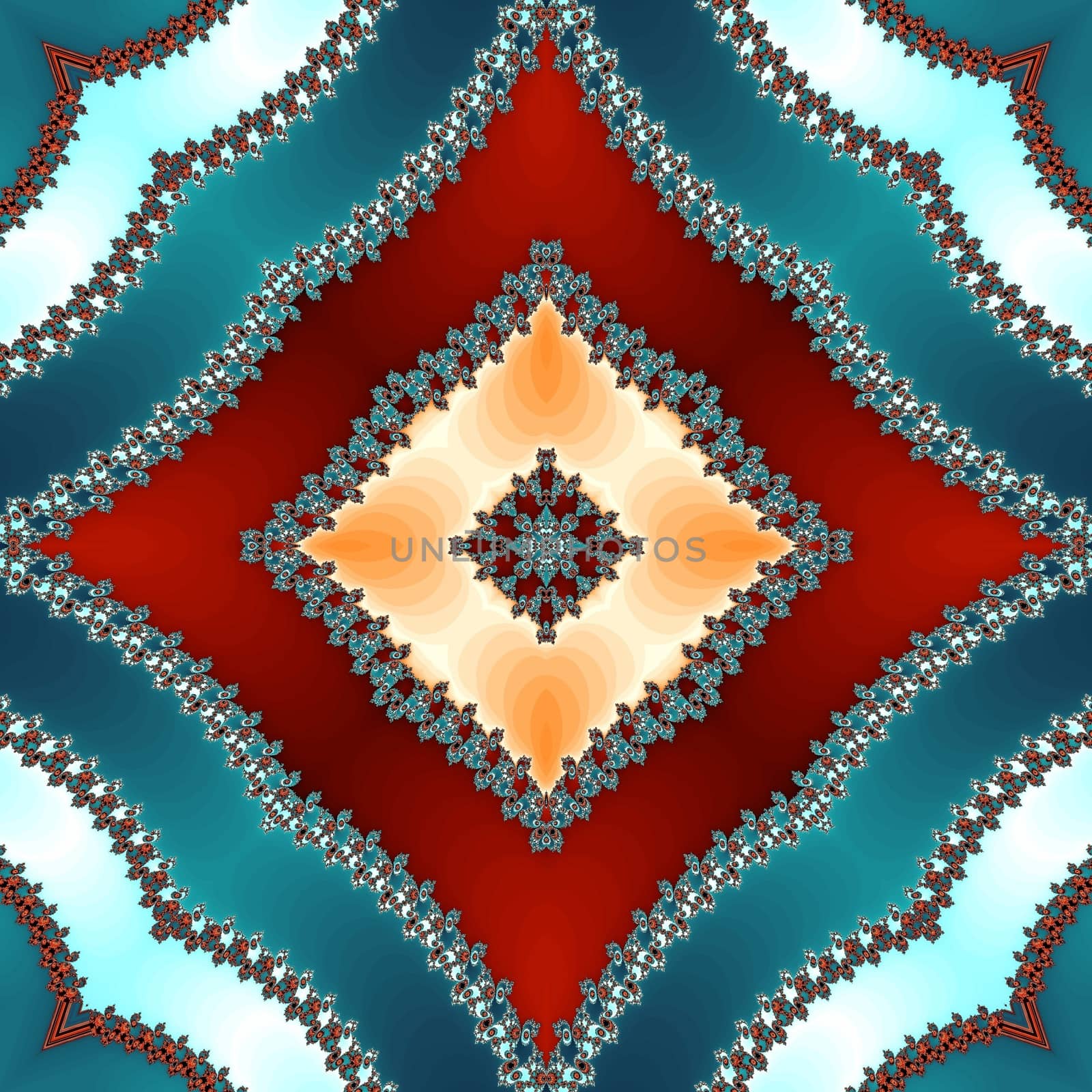 Digital computer graphic - decorative fractal kaleidoscope for design.