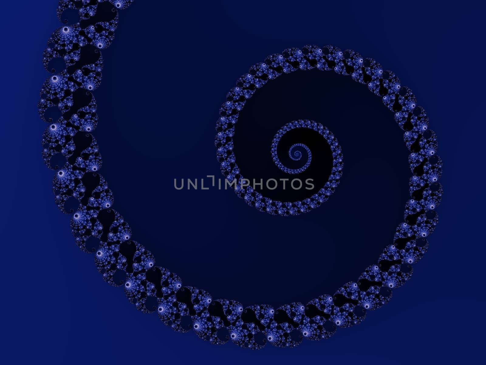 Digital computer graphic - rendering. Decorative fractal helix in a dark - blue color for design.