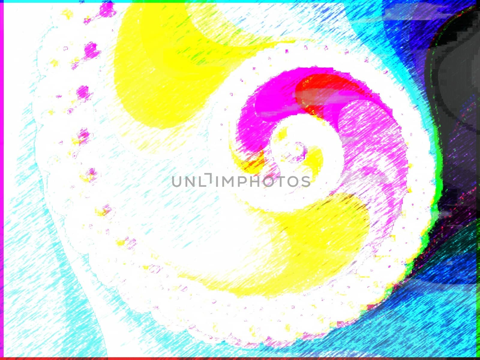 Digital computer graphic - blur fractal spiral in a bright colors for design.