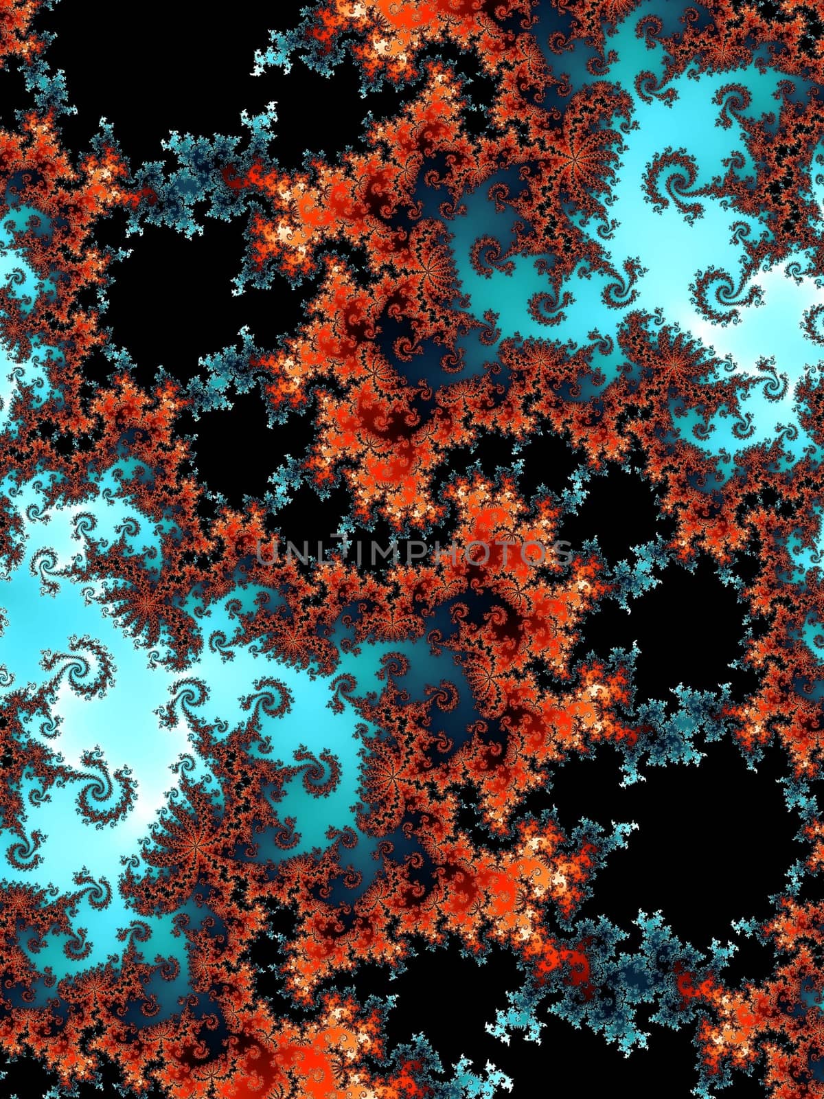 Digital computer graphic - rendering. Decorative fractal background with spirals for design.