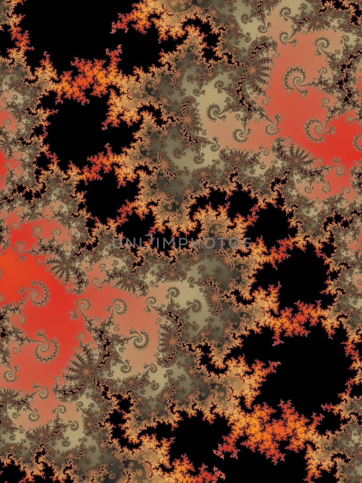Digital computer graphic - rendering. Decorative fractal background with spirals for design.