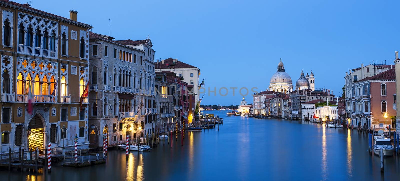 Panoramic view of the Grand Canal and Basilica Santa Maria della Salute