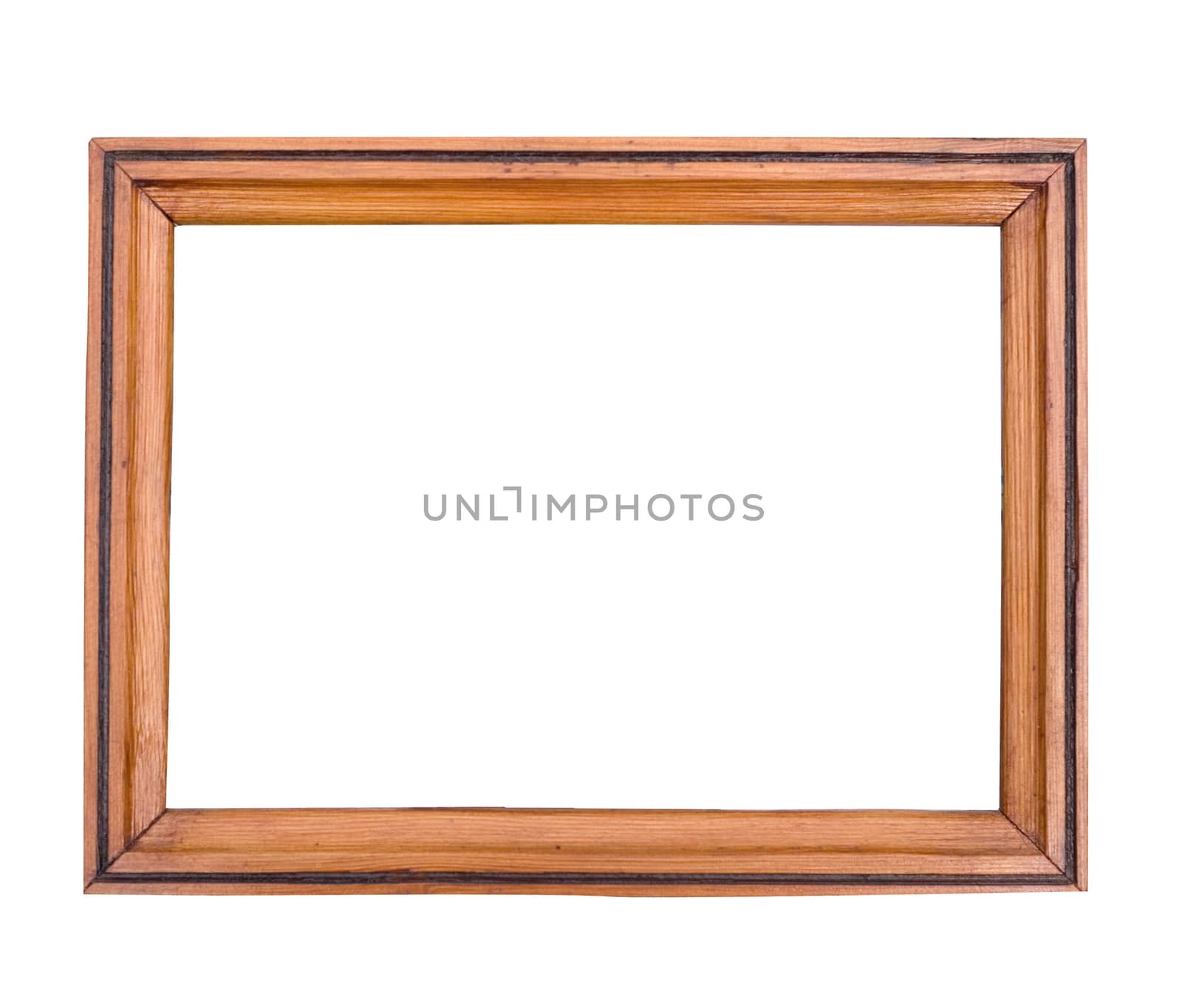 old wooden frame in orange color, the structure of aged wood