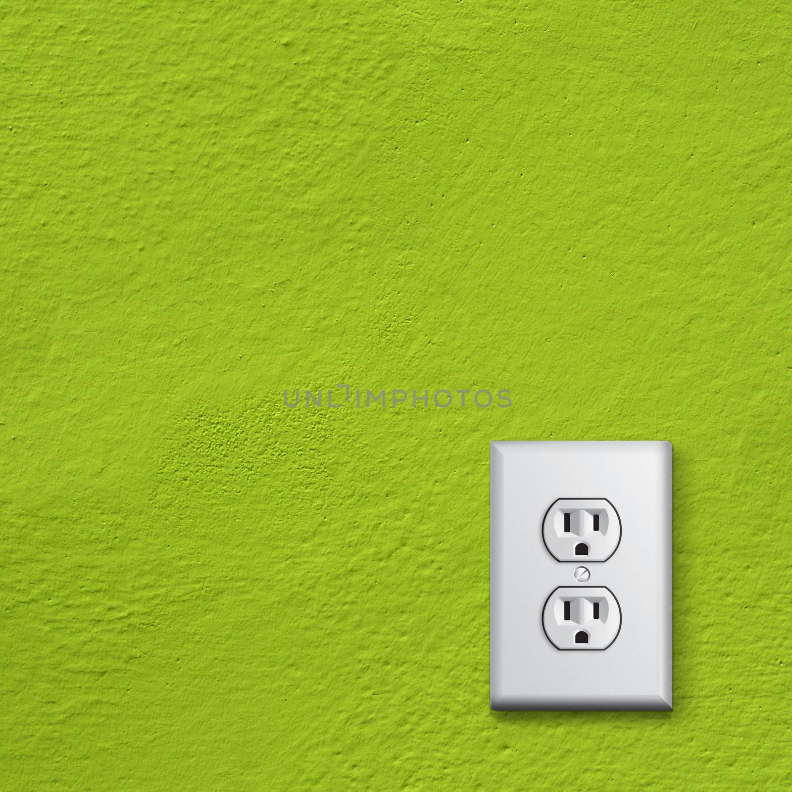 simple white electric usa socket on green wall