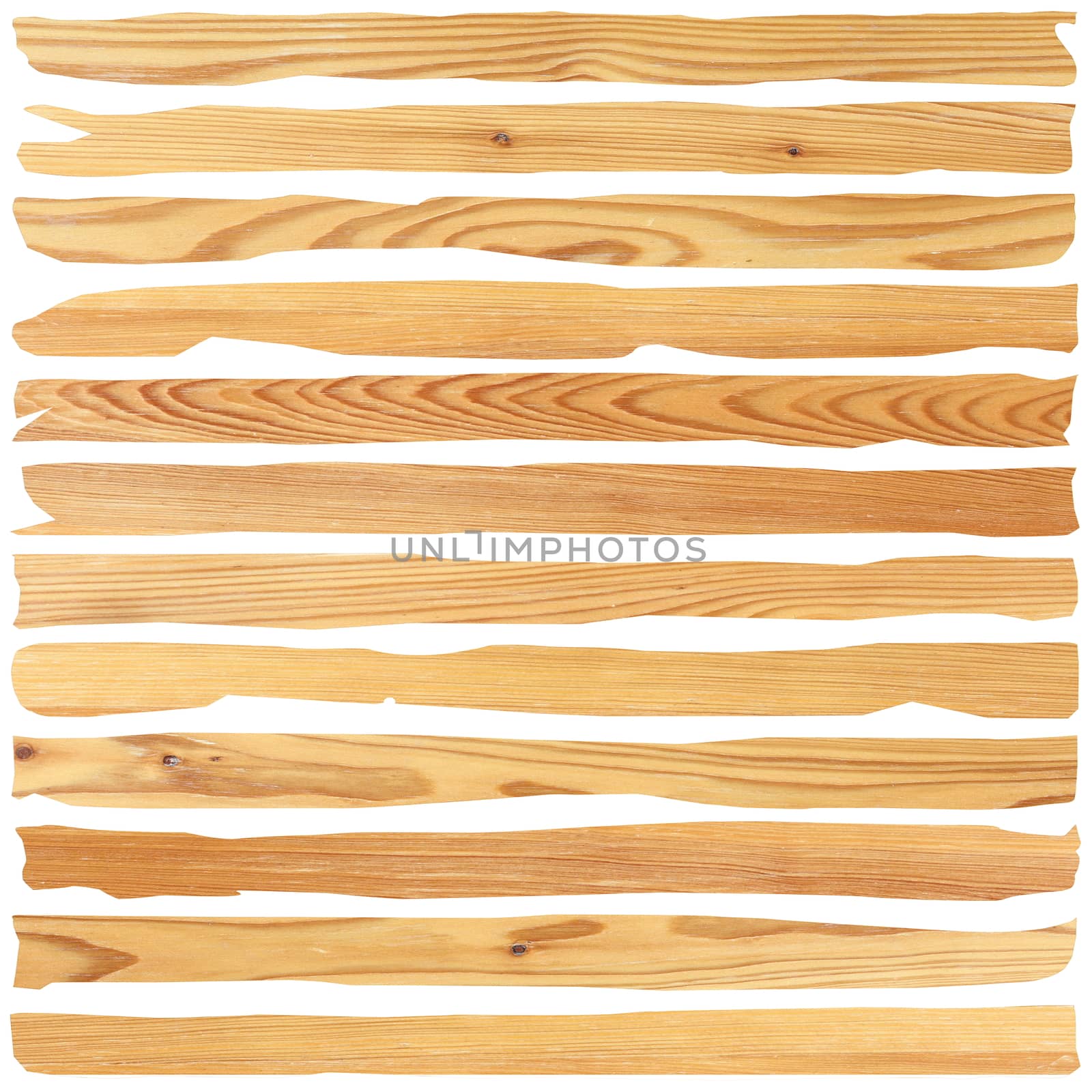 destroyed old wood planks isolated over white background