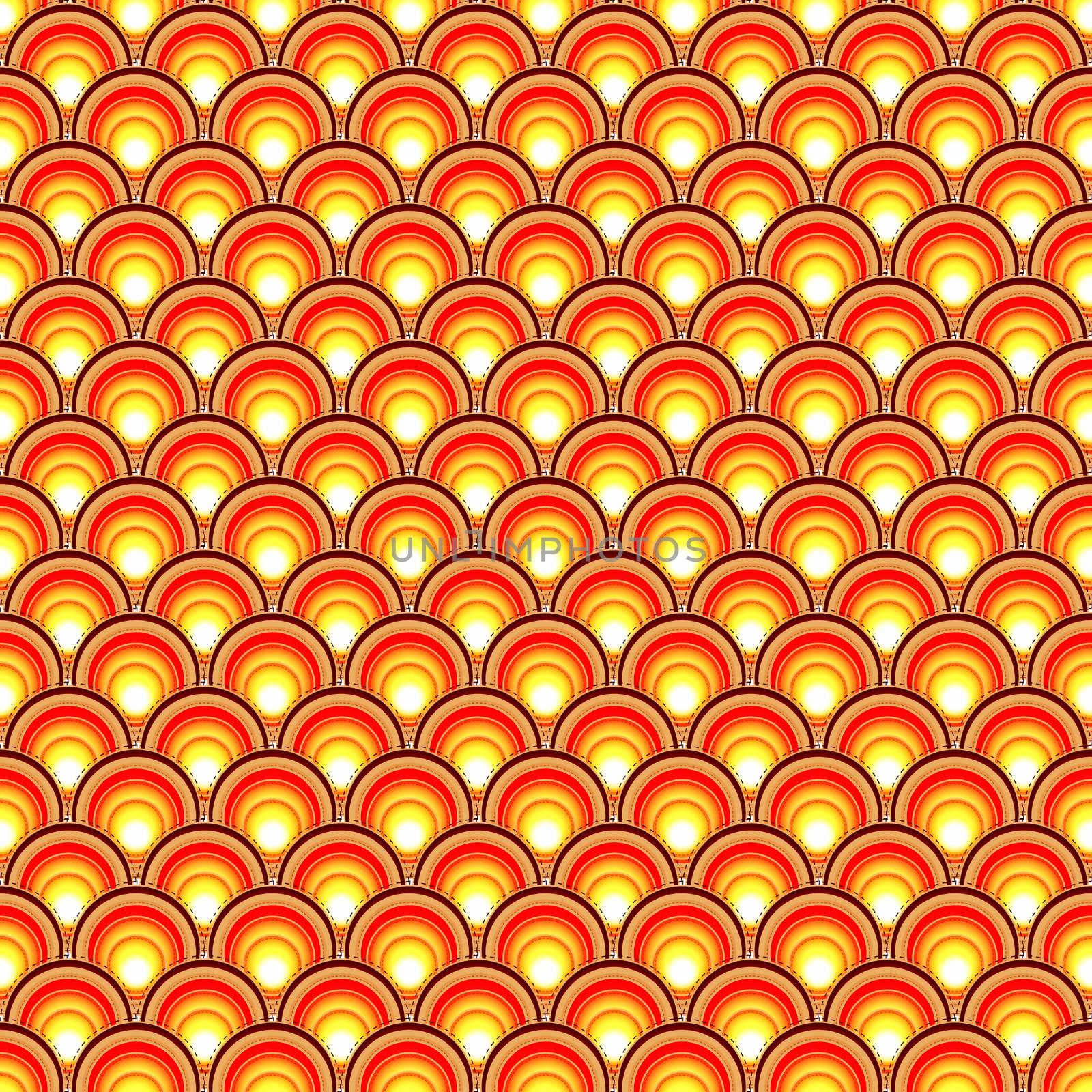 retro background with concentric brown, orange and yellow circles