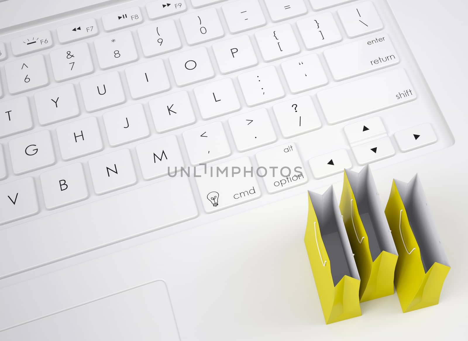 Shopping paper bags on the keyboard by cherezoff