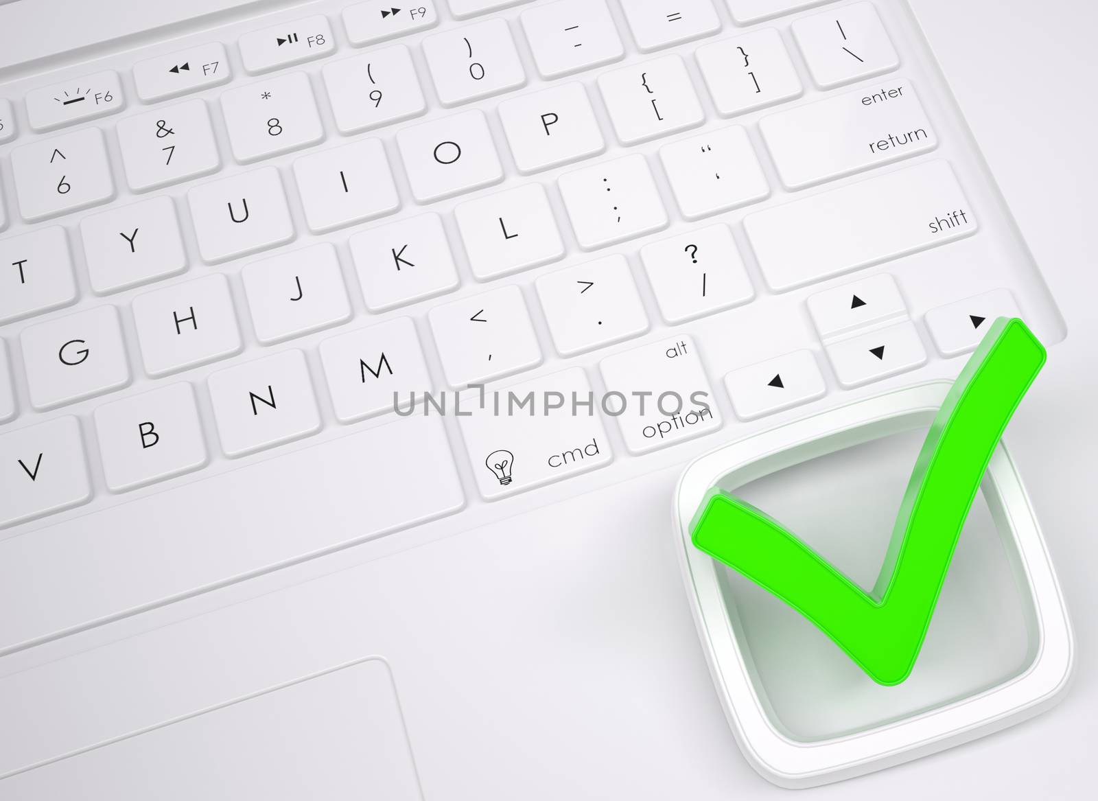 Green check mark on the keyboard by cherezoff