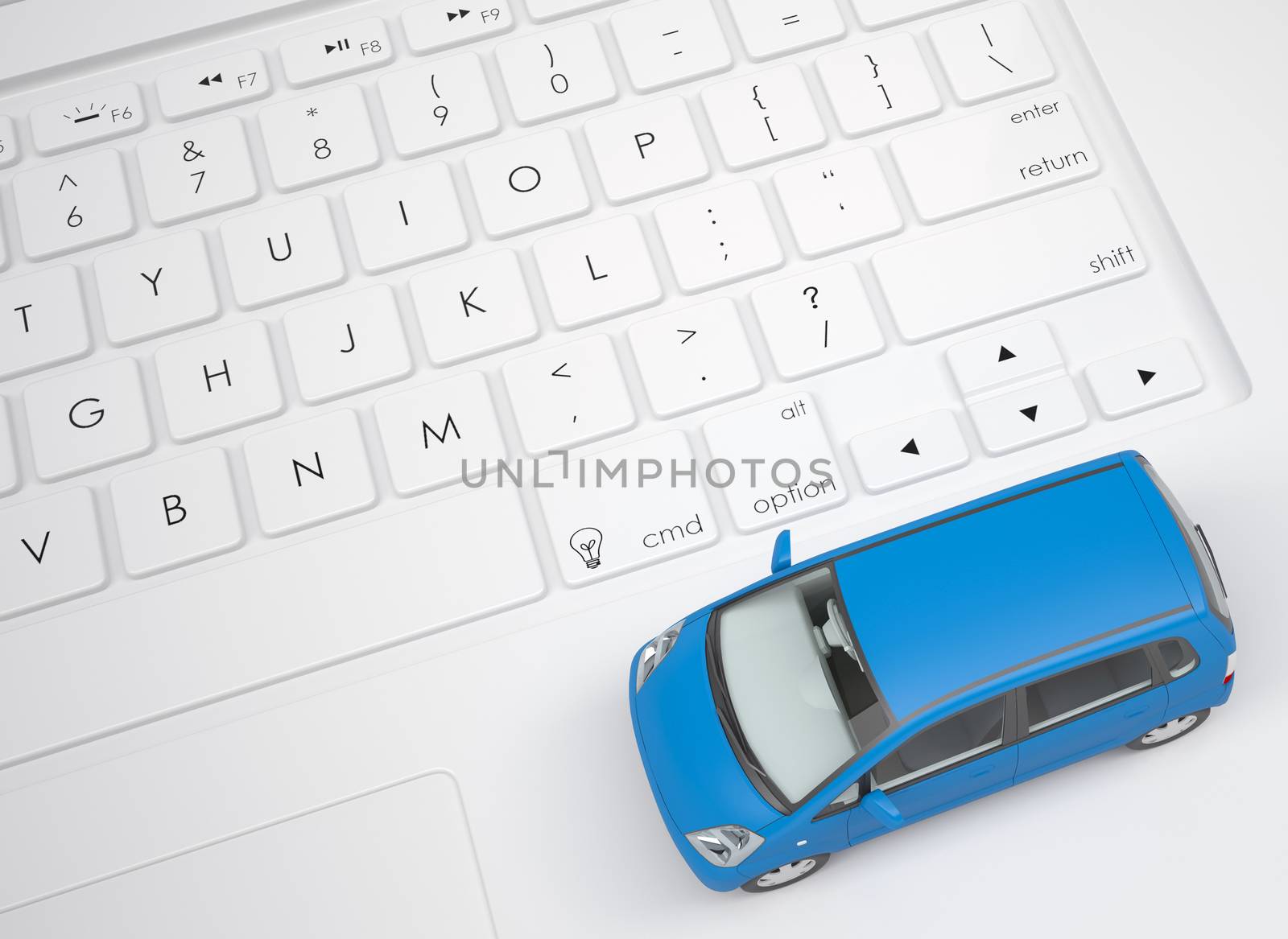 Small car on the keyboard by cherezoff
