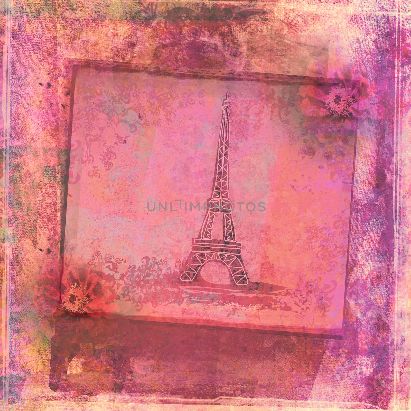 Eiffel tower - vintage abstract card by JackyBrown