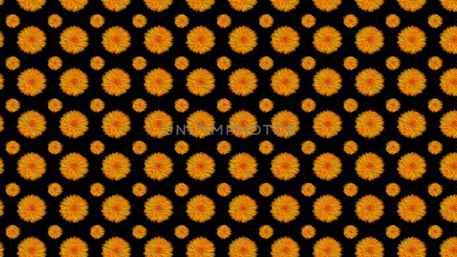 Orange flower pattern on a black background