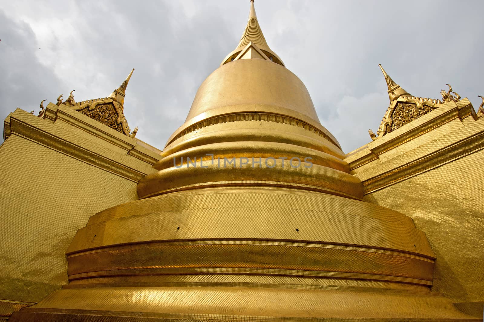 Golden Pagoda in Wat pra kaew Grand palace bangkok, Thailand. by think4photop