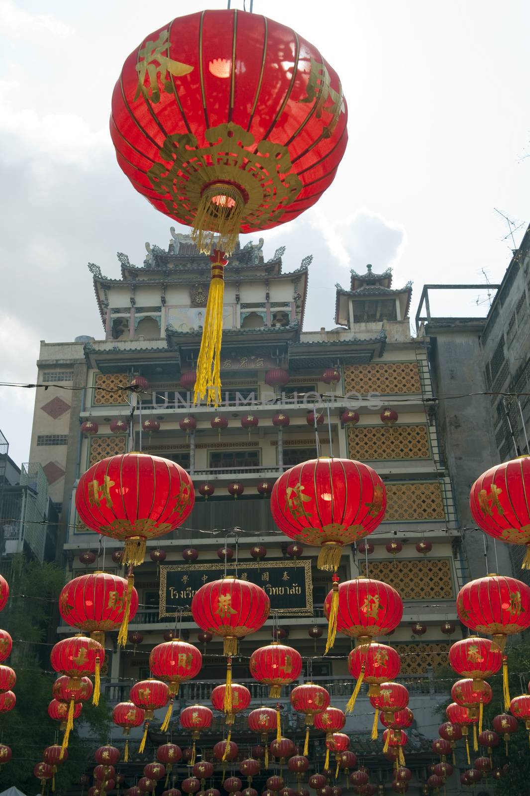 chinese paper lanterns in chinese new year, Yaowaraj china town in Bangkok, Thailand.