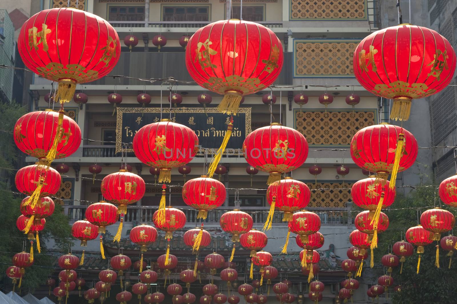 chinese paper lanterns in chinese new year, Yaowaraj china town in Bangkok, Thailand.