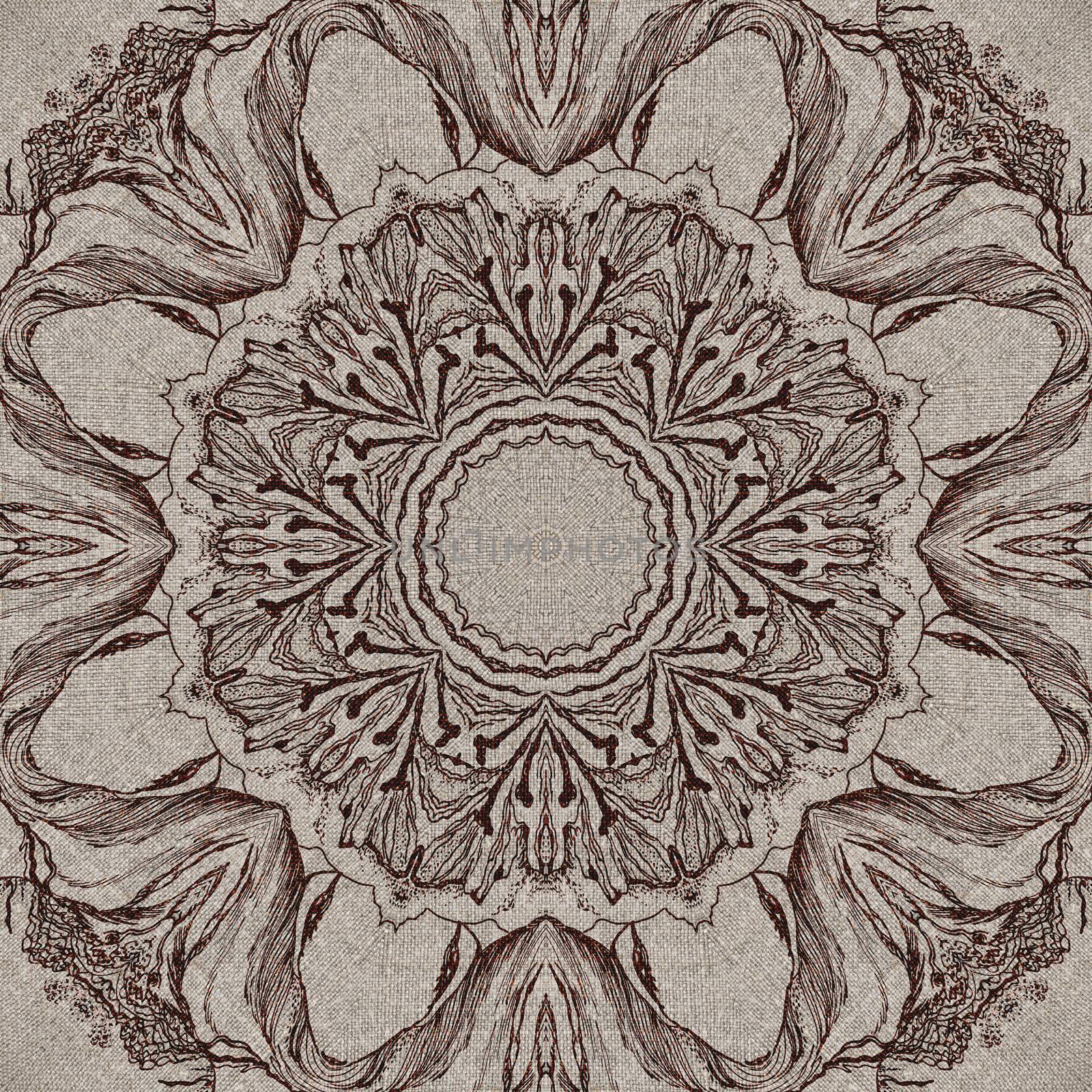 Seamless artistic background, abstract graphic pattern on vintage linen canvas