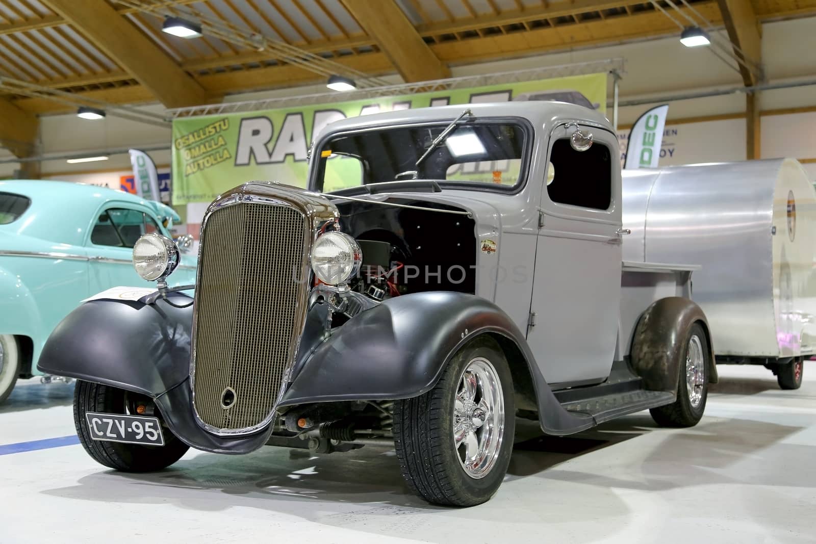 LOIMAA, FINLAND - JUNE 15, 2014: Chevrolet pickup 1936 vintage car displayed at HeMa Show 2014 in Loimaa, Finland.