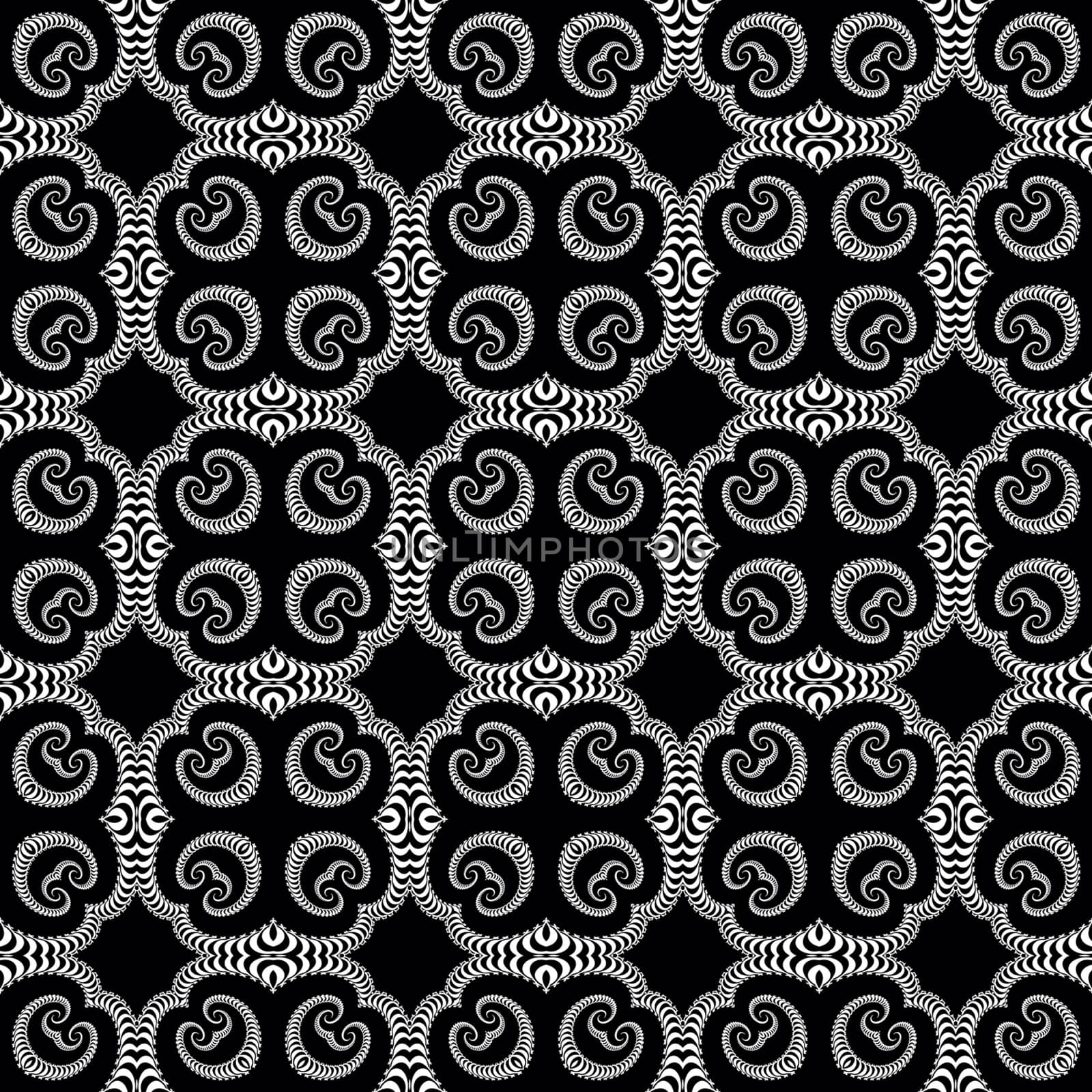 Digital computer graphic - seamless ornament with spirals for design.