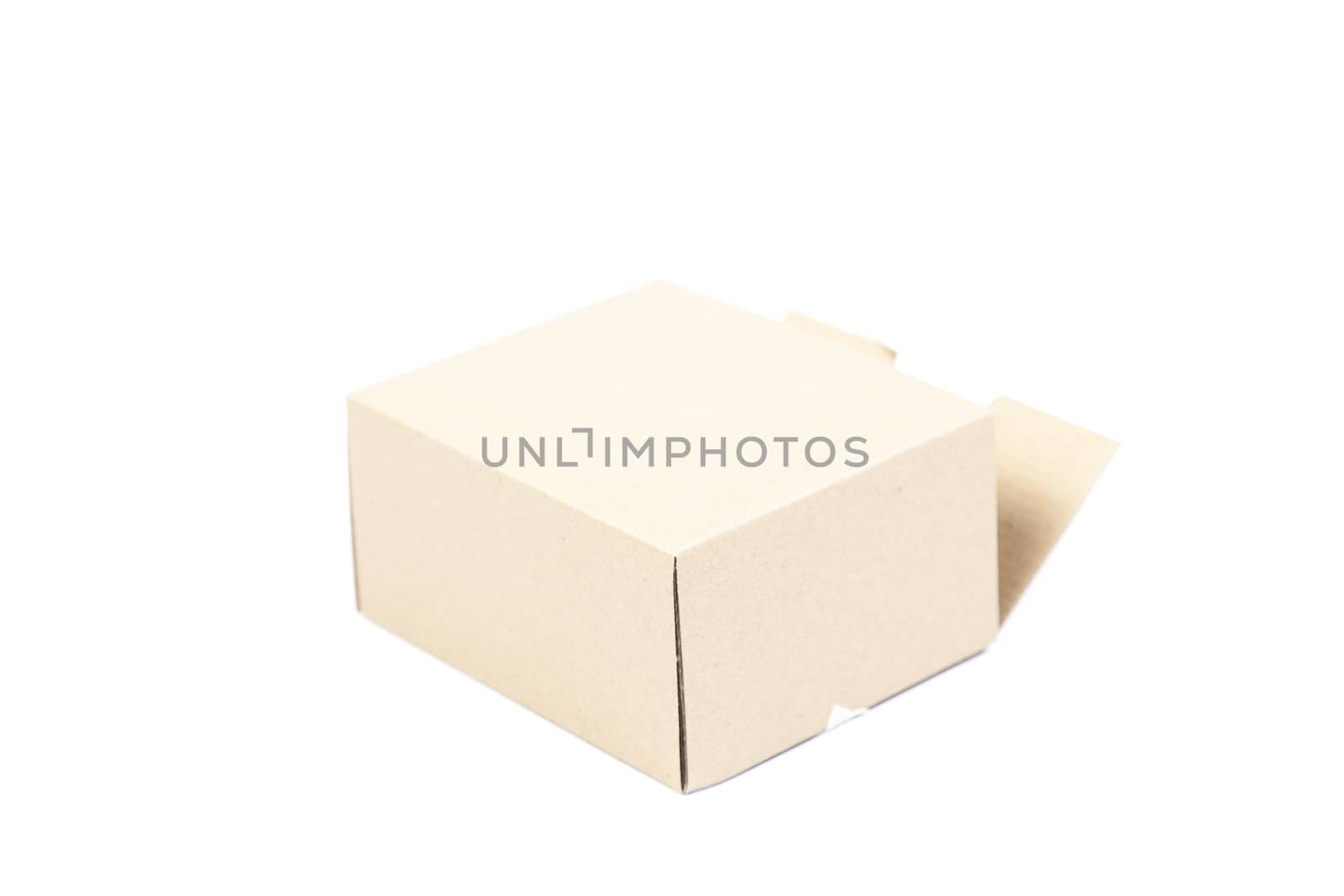 Brown paper box on white background. Rectangular paper box on a white background. Can be deployed easily.