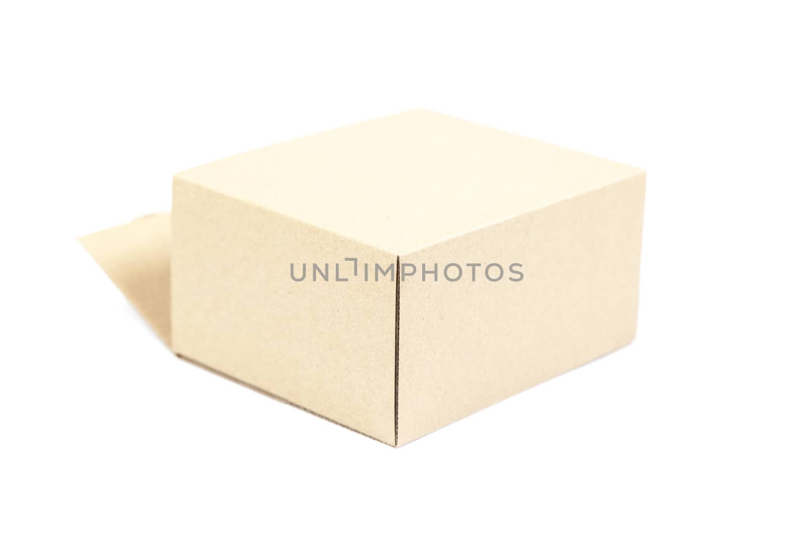 Brown paper box on white background. Rectangular paper box on a white background. Can be deployed easily.