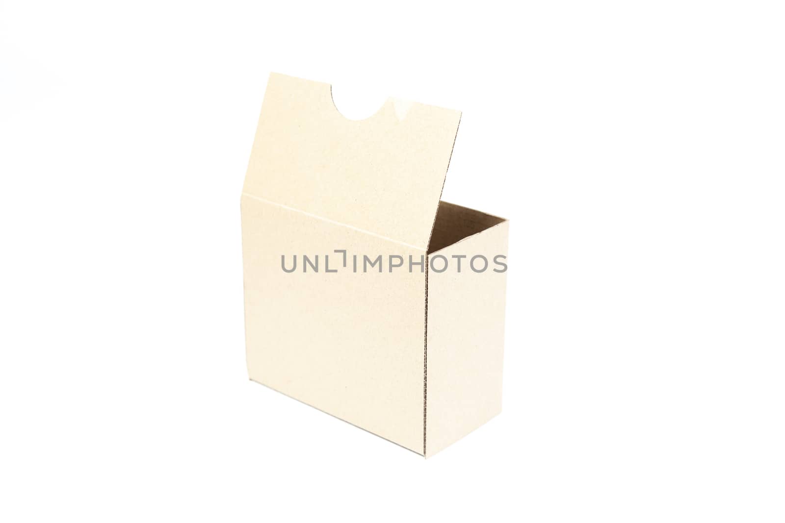 Brown paper box on white background. Rectangular paper box on a white background. Can be deployed easily.