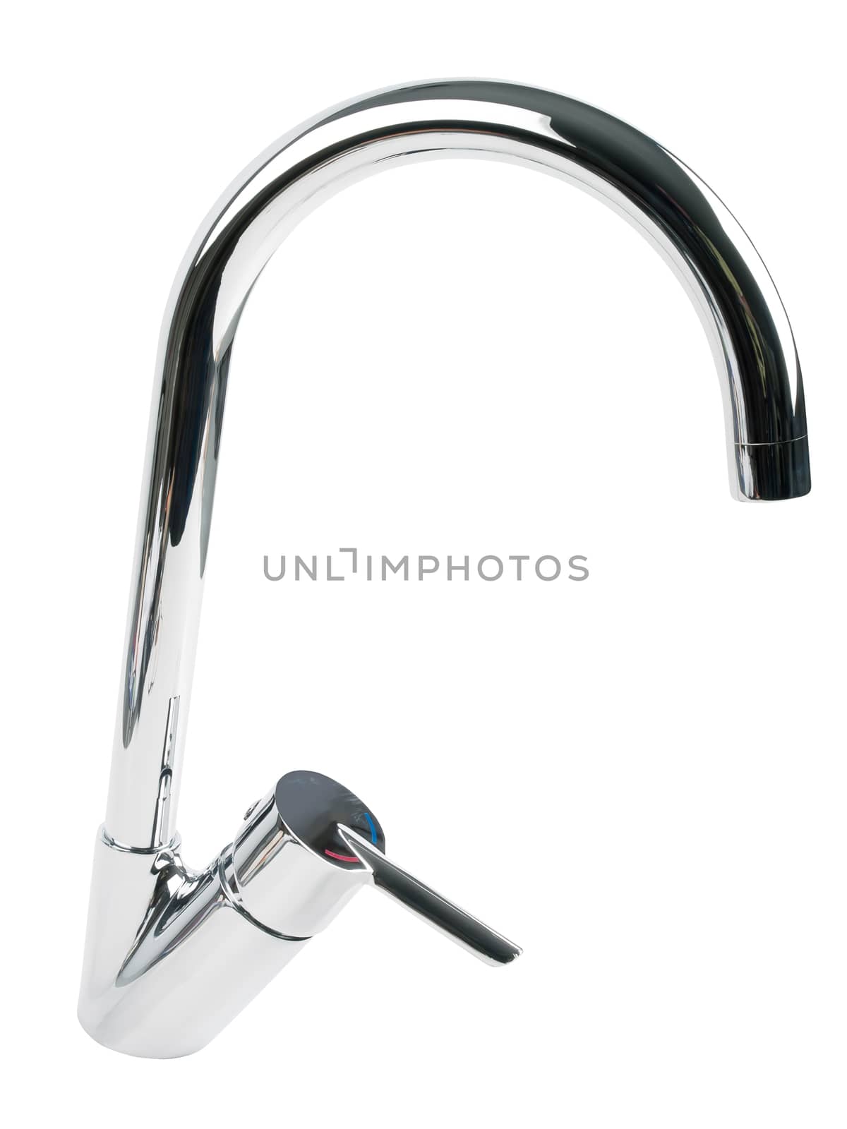 modern water supply faucet mixer isolated on white background