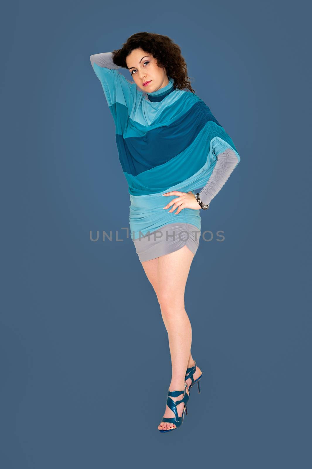 Model in a blue dress and sandals by ben44