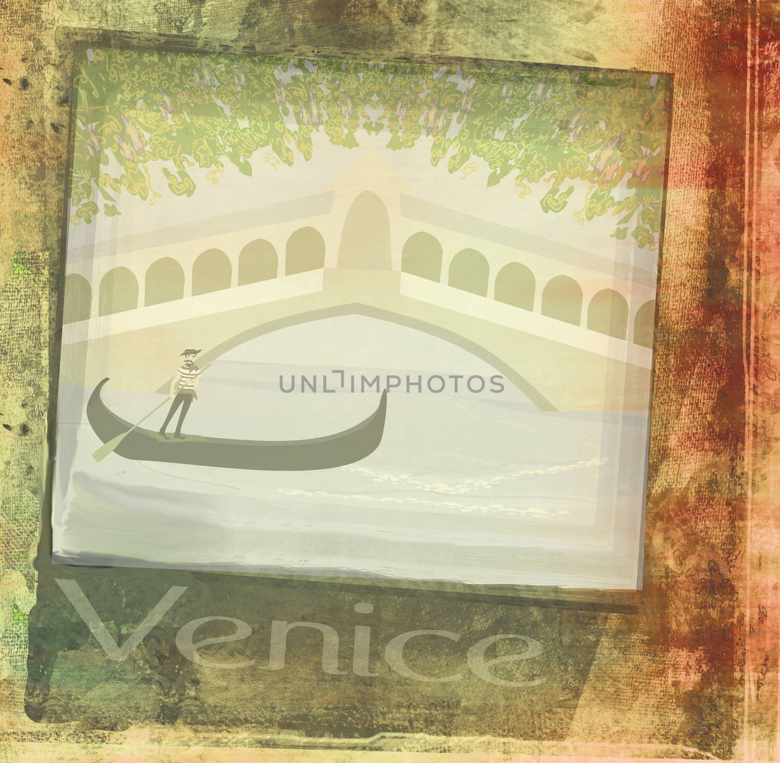 gondoliere in venezia , abstract grunge background