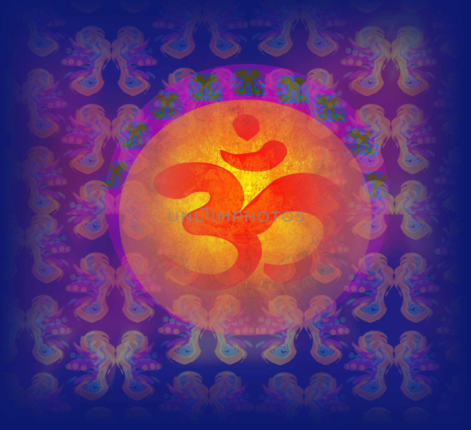 om aum symbol on a grunge texture