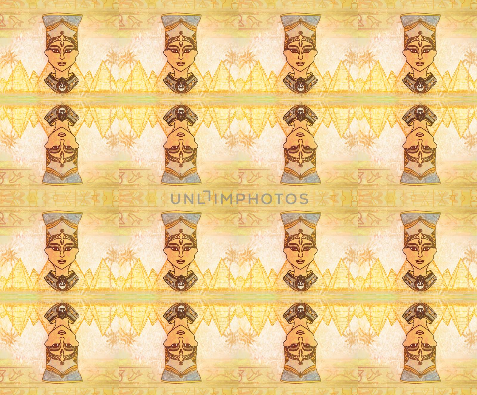grunge background with Egyptian queen