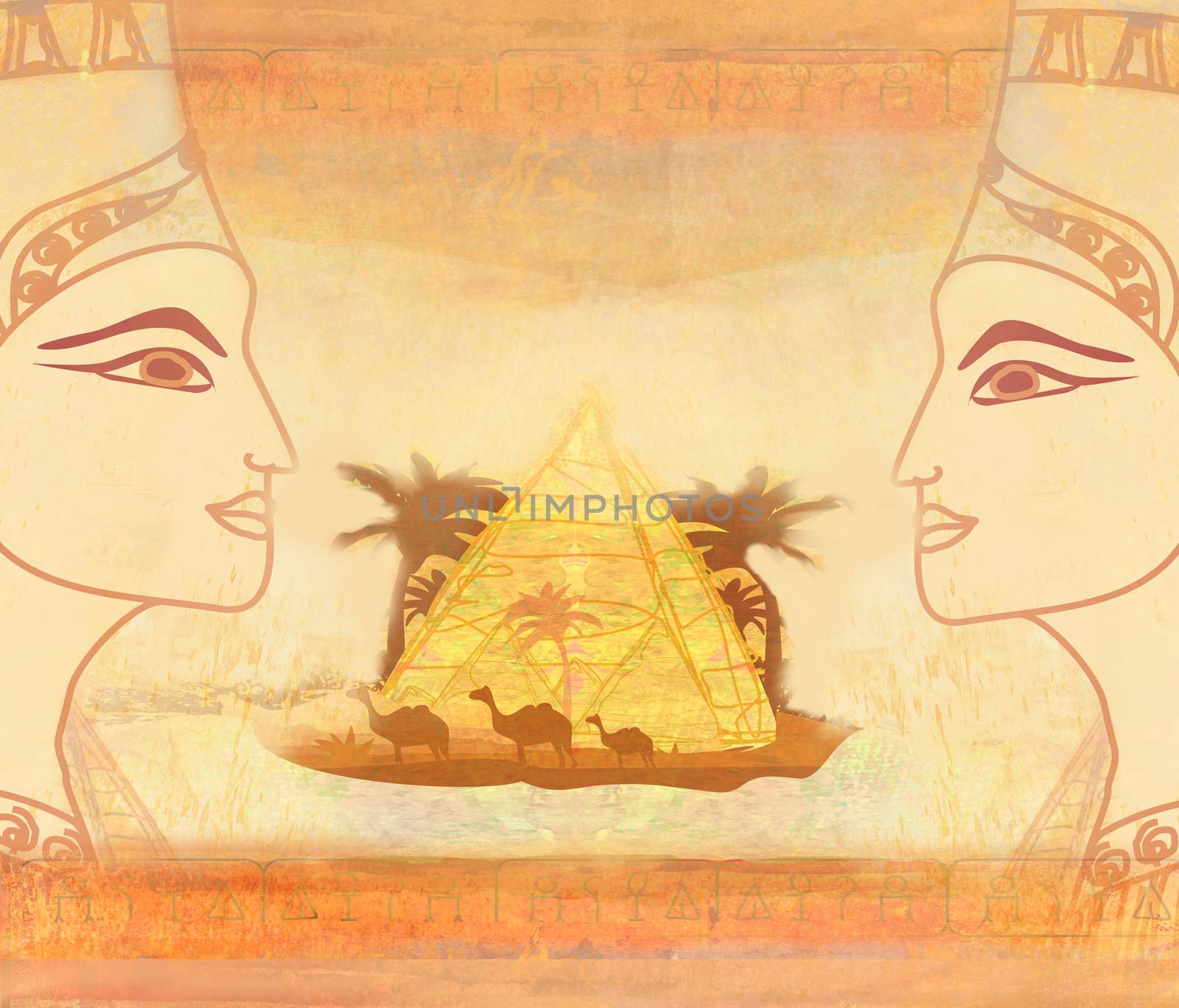 vintage card with Egyptian queen