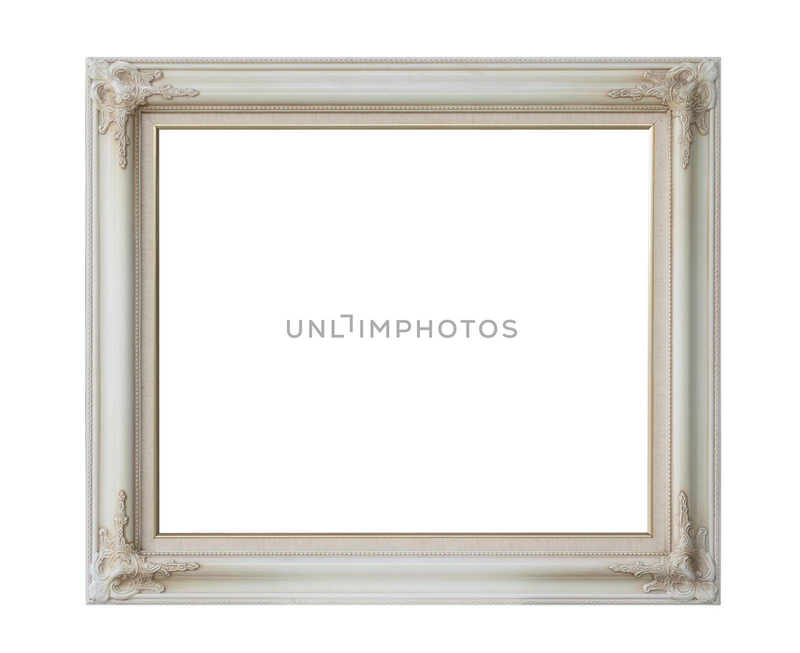 antique white frame isolated on white background