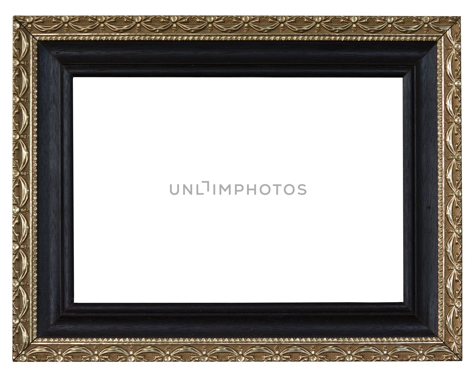 The antique gold frame on the white background by kaisorn