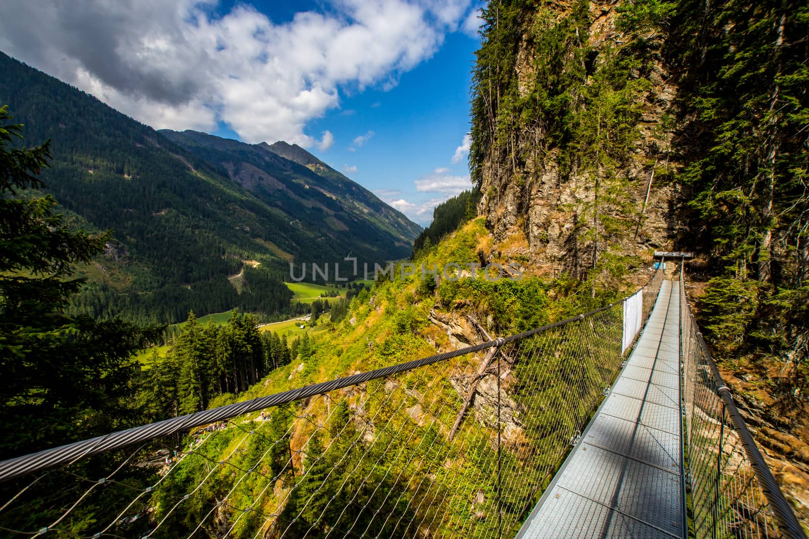 Bridge in high Alps mountains in Austria